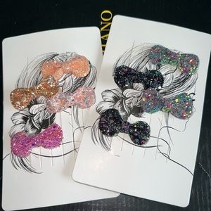 Glitter bow hair clips